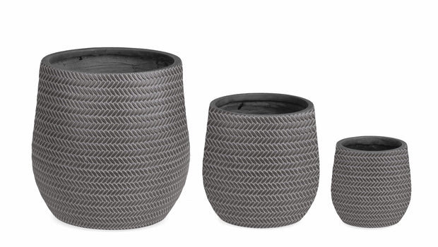 Set di 3 vasi da fiori Tressage Antracite (1)
