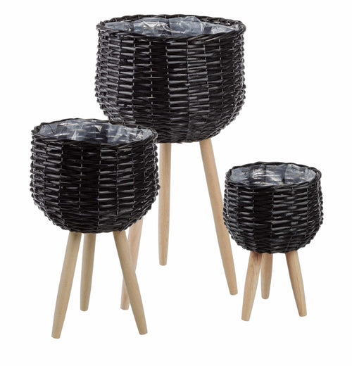 Set di 3 vasi da fiori Tripod Nero