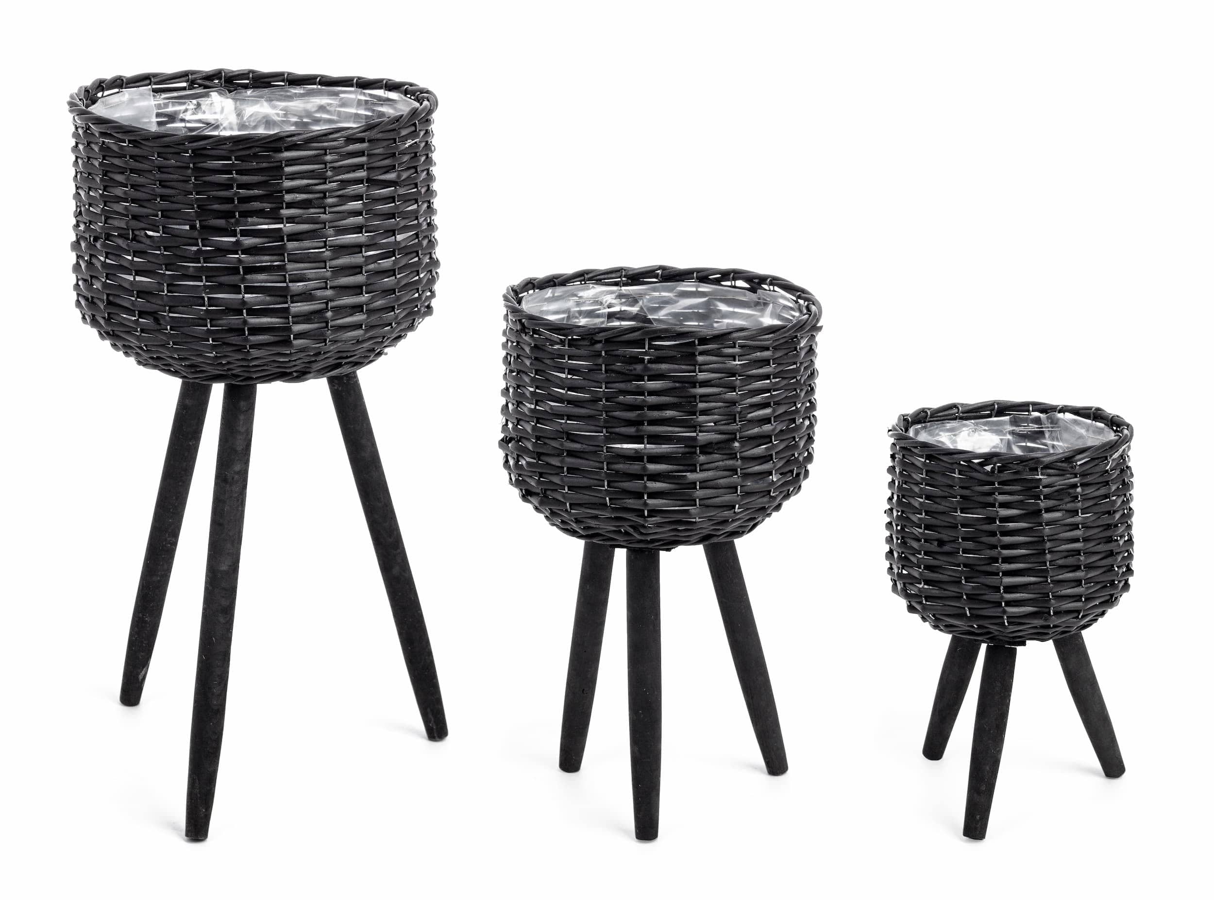Set di 3 vasi da fiori Tripod Nero (1)