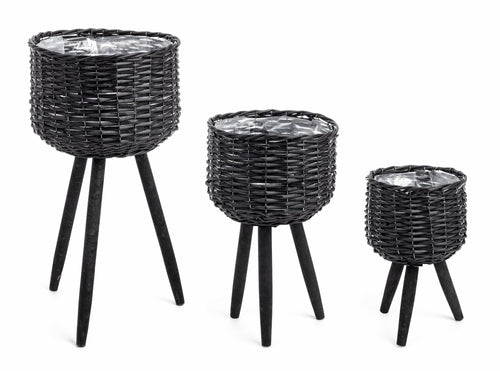 Set di 3 vasi da fiori Tripod Nero (1)