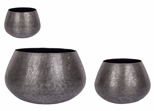 Set di 3 vasi da fiori Varanasi Round Antracite