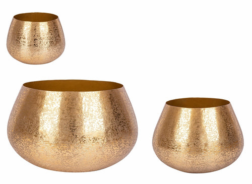 Set di 3 vasi da fiori Varanasi Round Oro