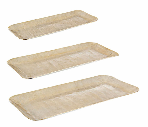 Set di 3 vassoi decorativi Chisel Rectangle Oro