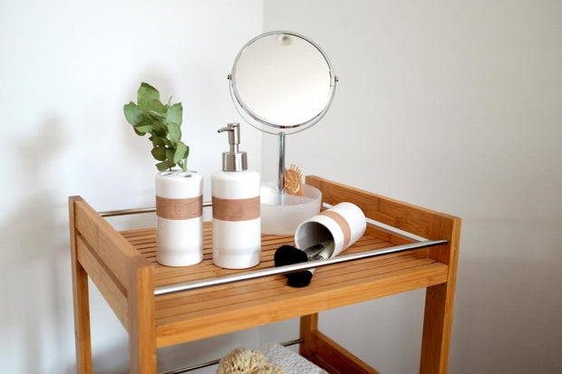 Set di 4 accessori da bagno in ceramica, Beige / Marrone (3)