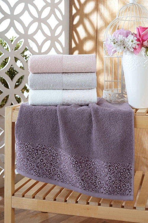 Set di 4 asciugamani cotone Daisy Multicolore, 45 x 90 cm