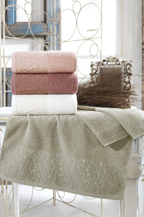 Set di 4 asciugamani cotone Lyuda Multicolore, 45 x 90 cm