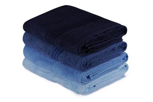 Set di 4 asciugamani cotone Rainbow Blu, 70 x 140 cm