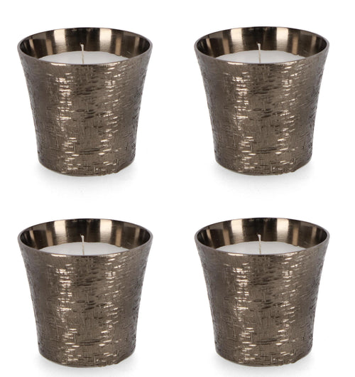 Set di 4 candele decorative Lathe Round A Antracite