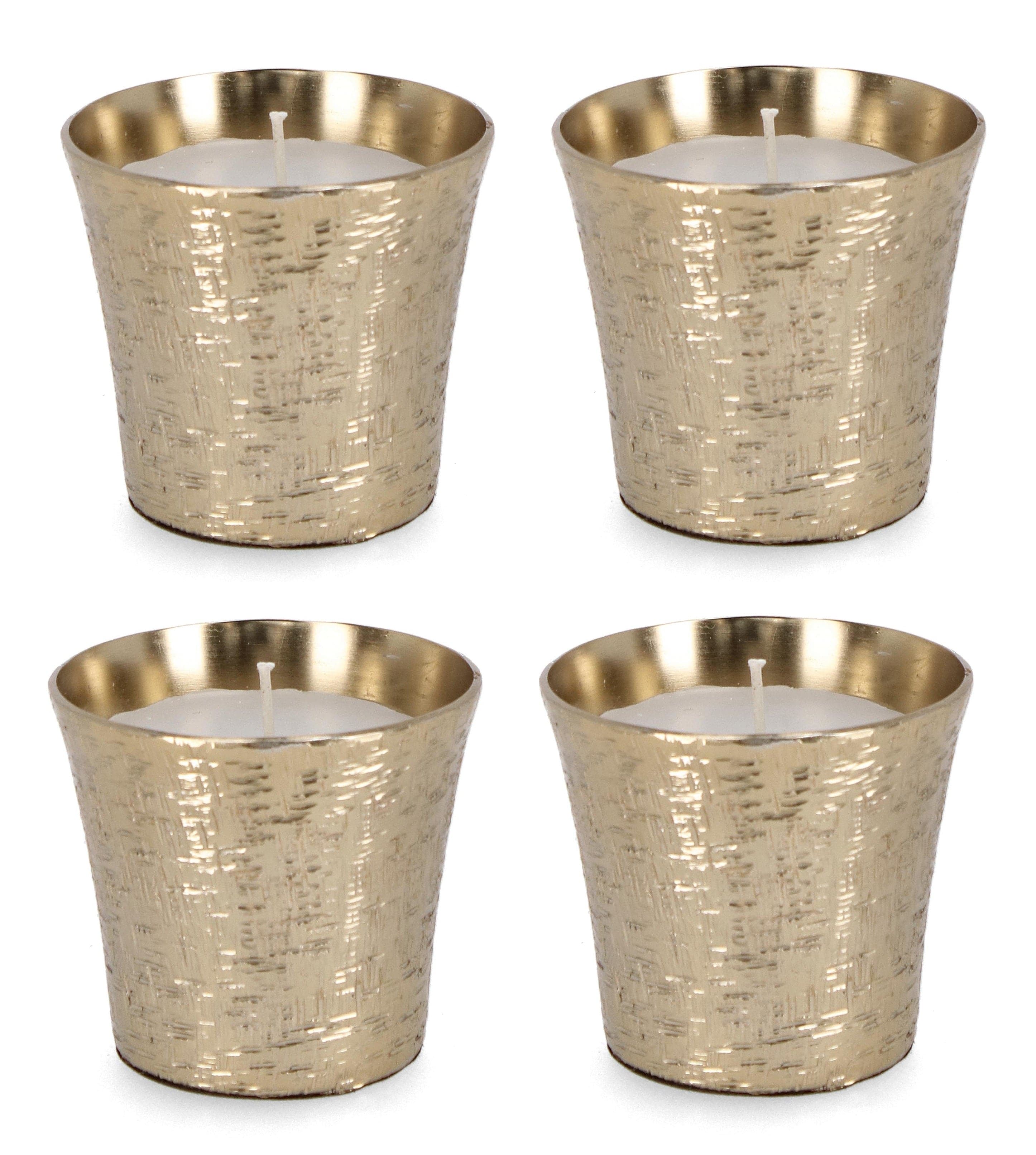Set di 4 candele decorative Lathe Round A Oro
