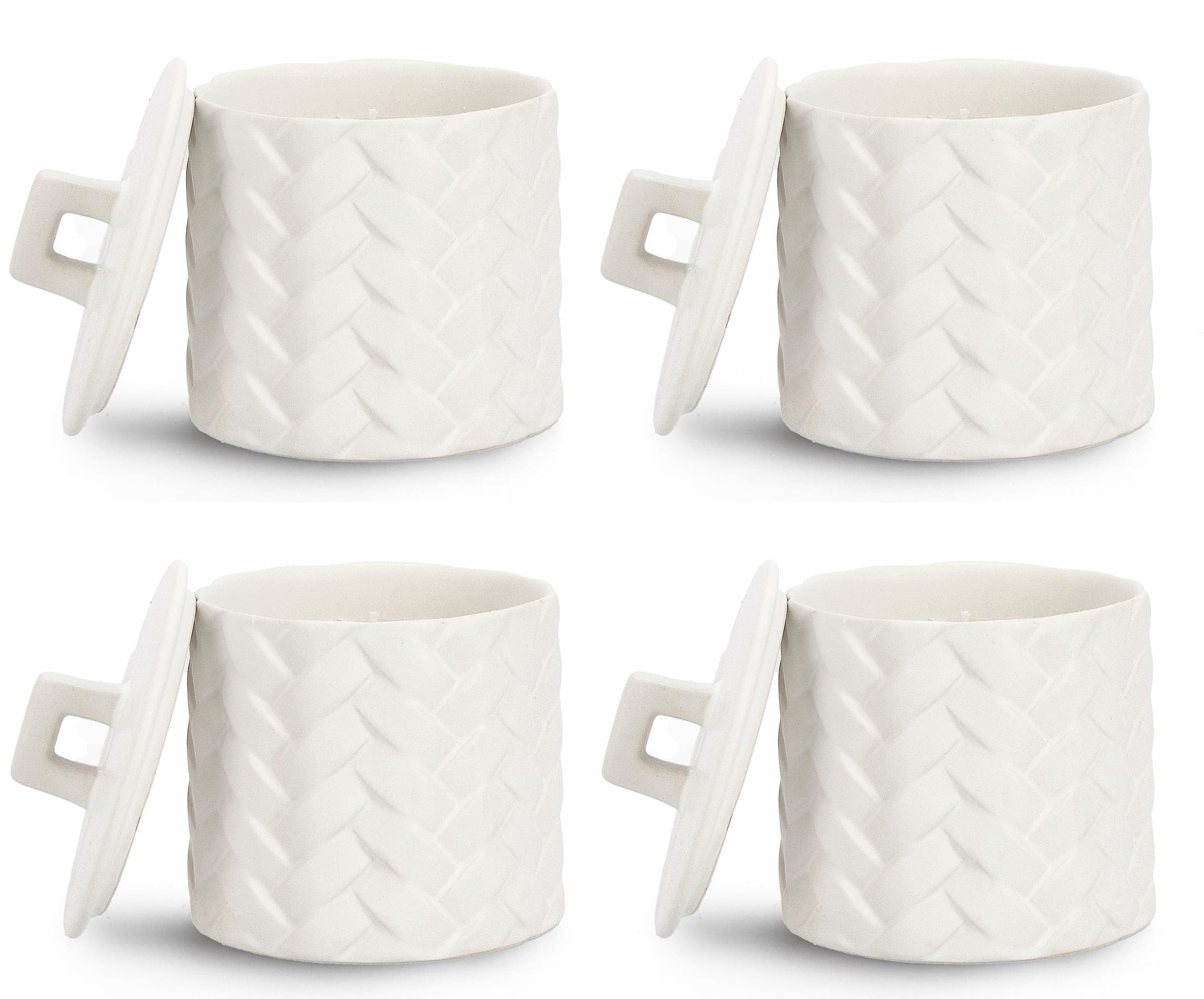 Set di 4 candele decorative Twine S Bianco