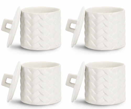 Set di 4 candele decorative Twine S Bianco
