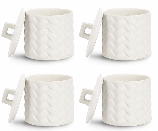 Set di 4 candele decorative Twine S Bianco