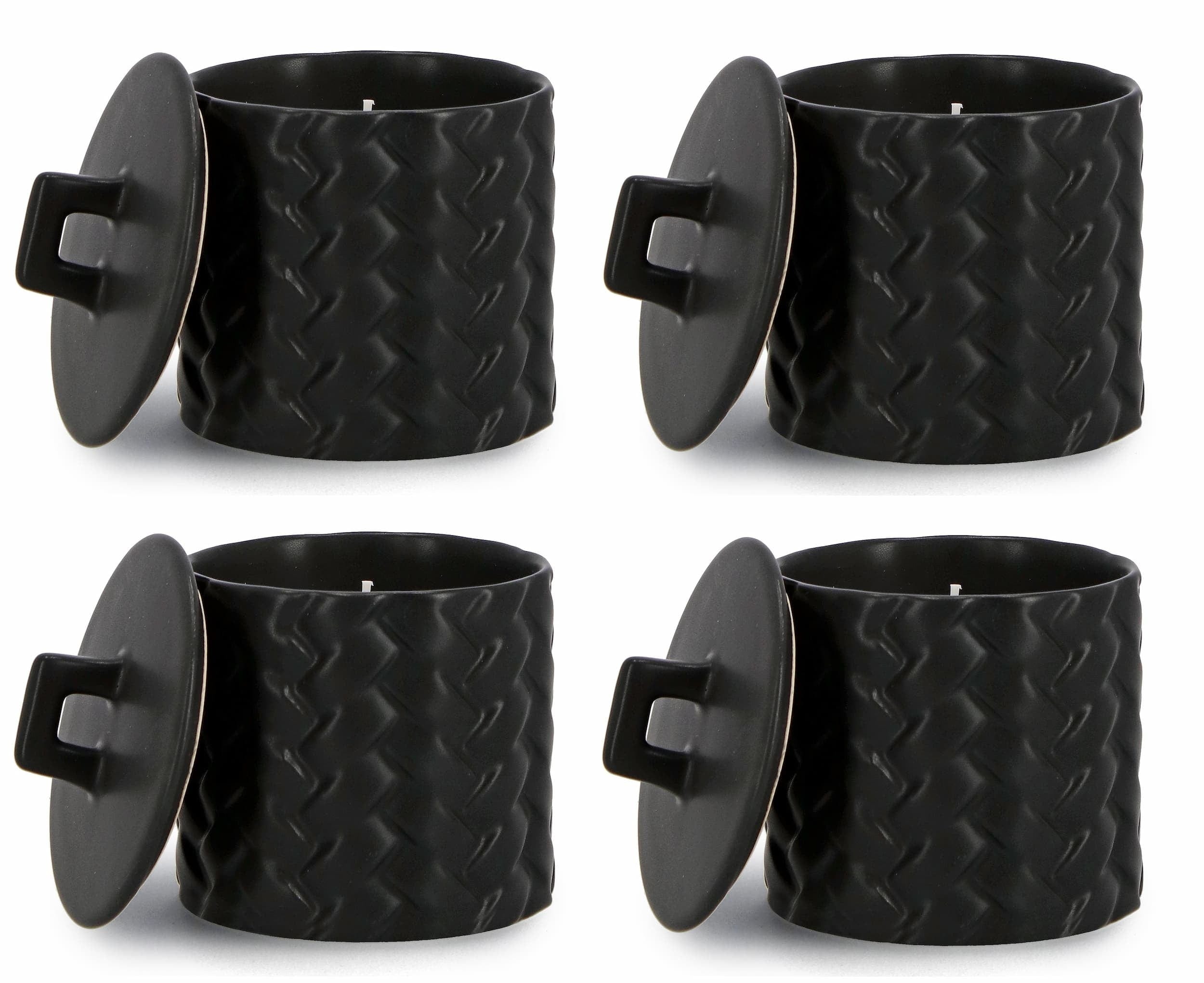 Set di 4 candele decorative Twine S Nero