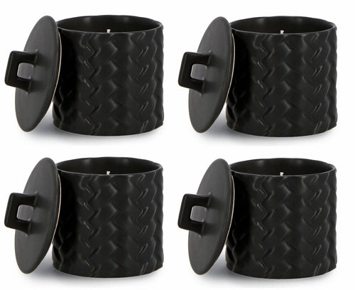 Set di 4 candele decorative Twine S Nero