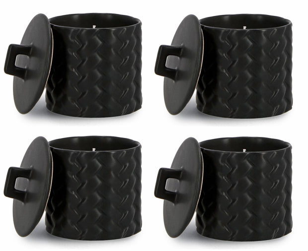 Set di 4 candele decorative Twine S Nero