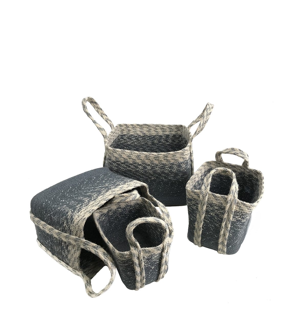Set di 4 ceste iuta Rectangular S3 Blu