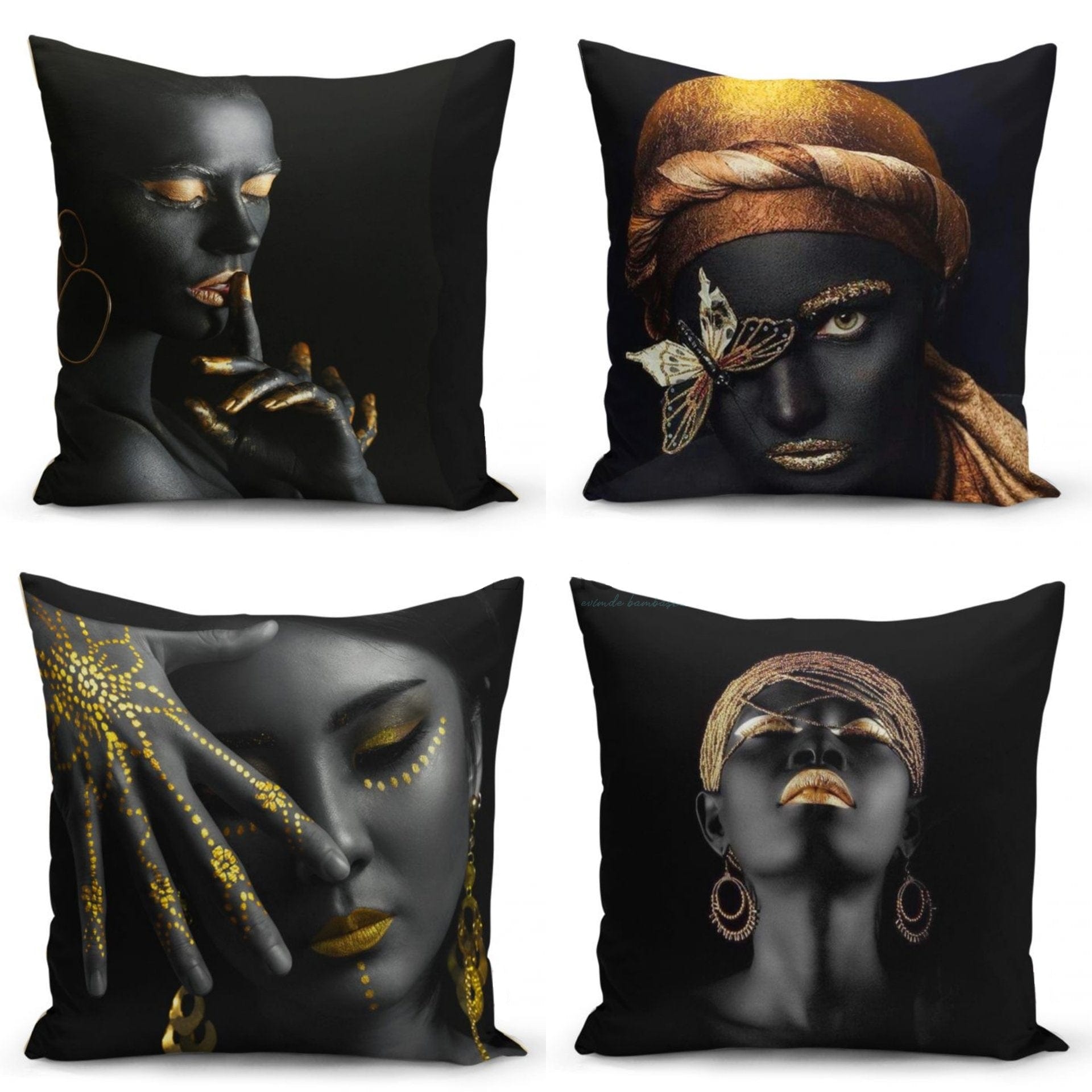 Set di 4 federe per cuscini decorativi Asli RKYK156 Multicolore, 43 x 43 cm