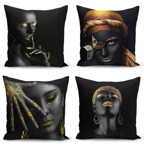 Set di 4 federe per cuscini decorativi Asli RKYK156 Multicolore, 43 x 43 cm
