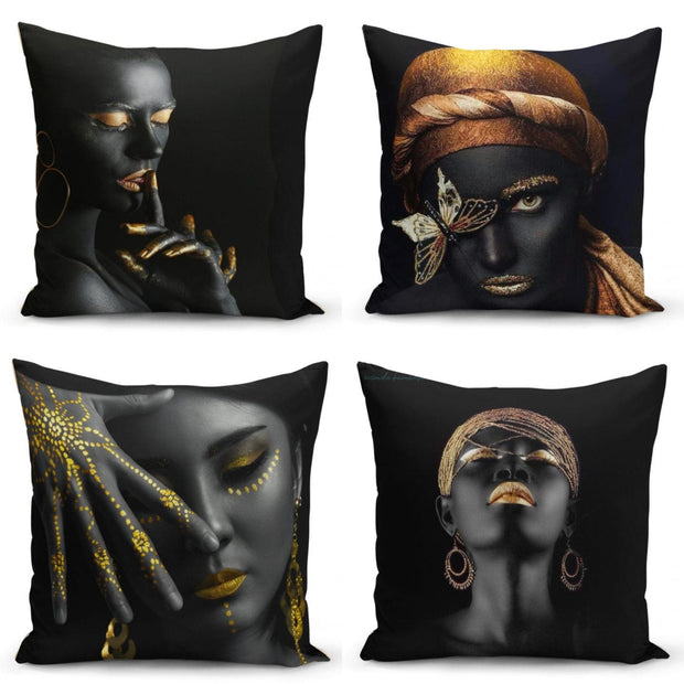 Set di 4 federe per cuscini decorativi Asli RKYK156 Multicolore, 43 x 43 cm