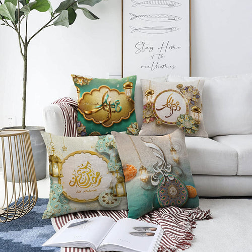 Set di 4 federe per cuscini decorativi Caria RKYK181 Multicolore, 43 x 43 cm