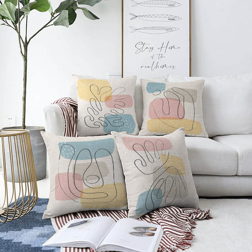 Set di 4 federe per cuscini decorativi Caria RKYK335 Multicolore, 43 x 43 cm