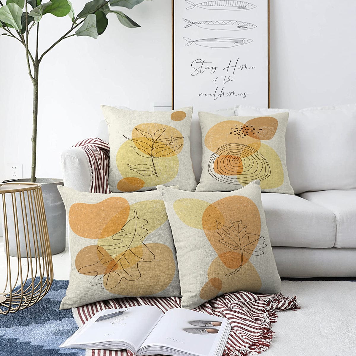Set di 4 federe per cuscini decorativi Caria RKYK337 Multicolore, 43 x 43 cm