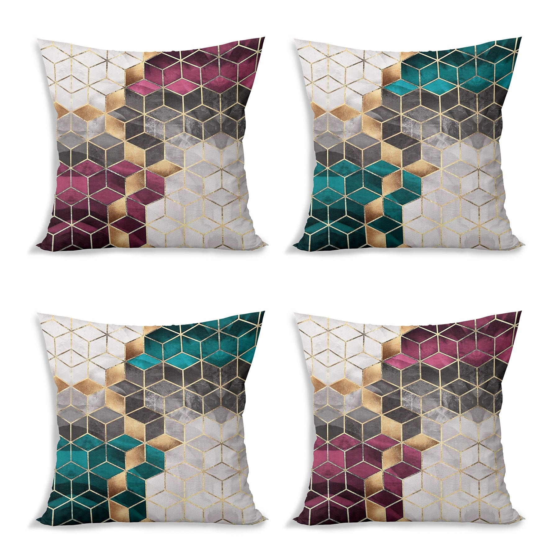 Set di 4 federe per cuscini decorativi Ceren RKYK478 Multicolore, 43 x 43 cm