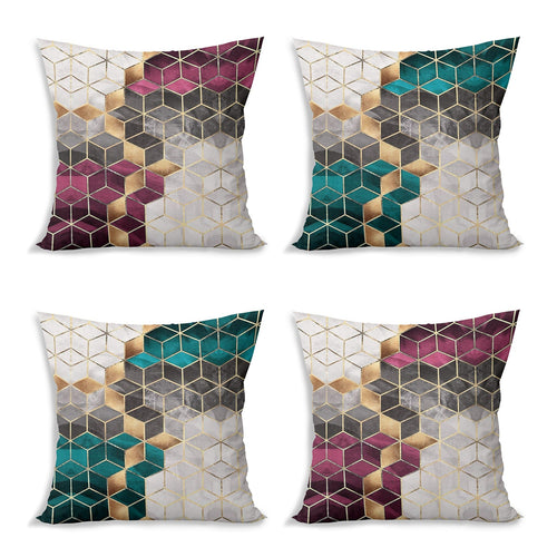 Set di 4 federe per cuscini decorativi Ceren RKYK478 Multicolore, 43 x 43 cm