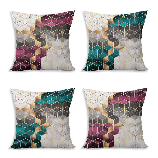 Set di 4 federe per cuscini decorativi Ceren RKYK478 Multicolore, 43 x 43 cm