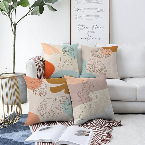 Set di 4 federe per cuscini decorativi Ceylan RKYK343 Multicolore, 43 x 43 cm