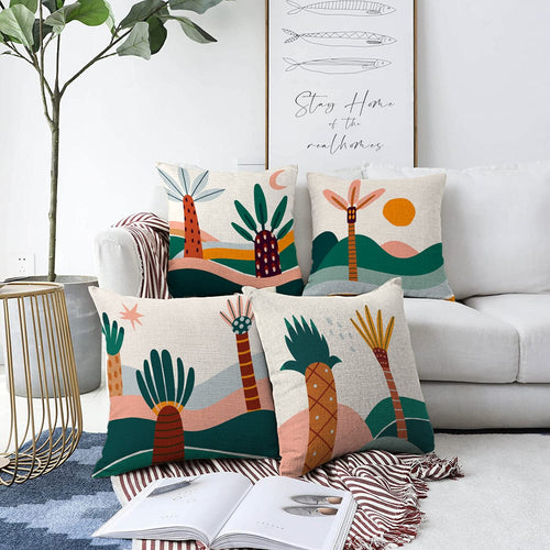 Set di 4 federe per cuscini decorativi Ceylan RKYK345 Multicolore, 43 x 43 cm