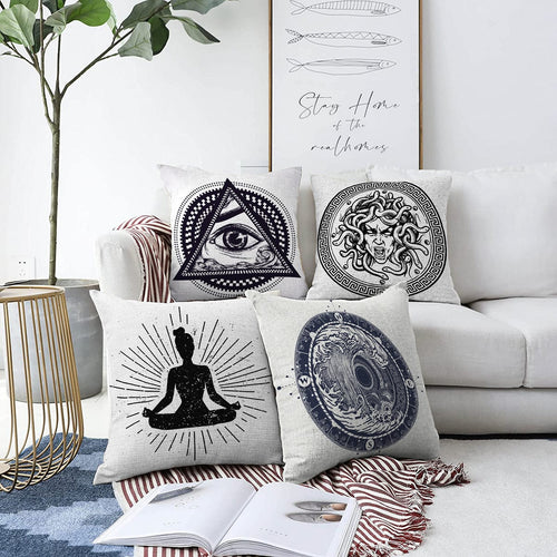 Set di 4 federe per cuscini decorativi Cicek RKYK175 Multicolore, 43 x 43 cm