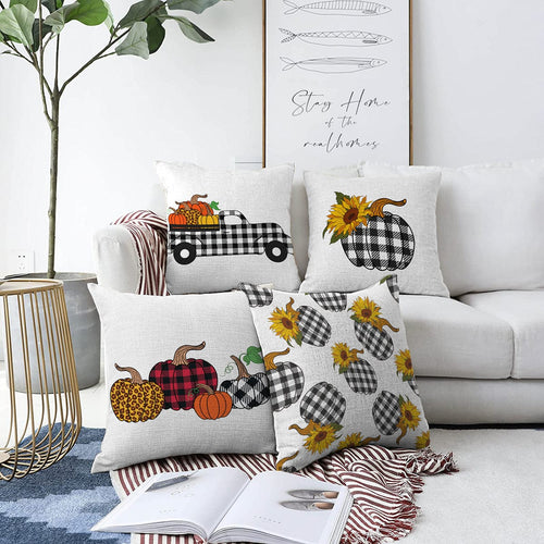 Set di 4 federe per cuscini decorativi Cicek RKYK402 Multicolore, 43 x 43 cm