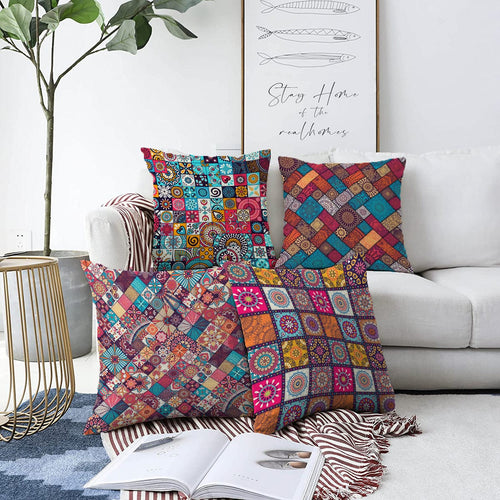 Set di 4 federe per cuscini decorativi Damla RKYK230 Multicolore, 43 x 43 cm