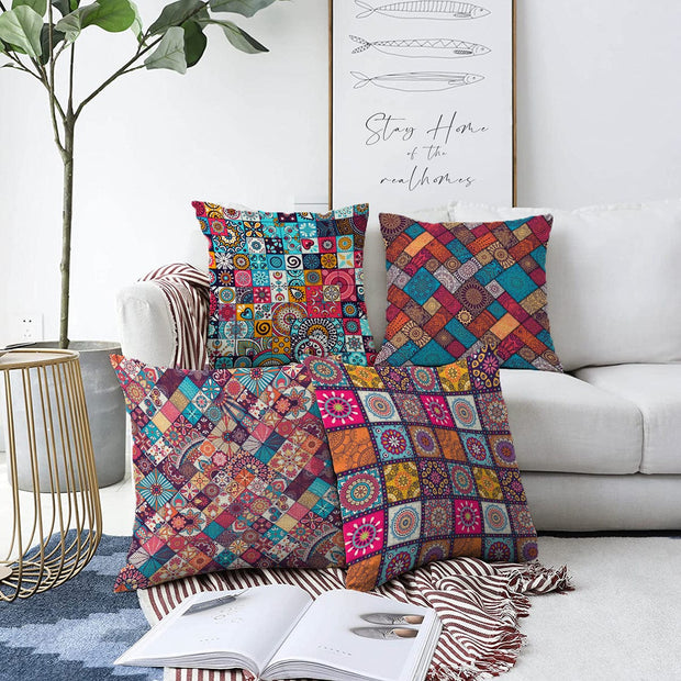 Set di 4 federe per cuscini decorativi Damla RKYK230 Multicolore, 43 x 43 cm