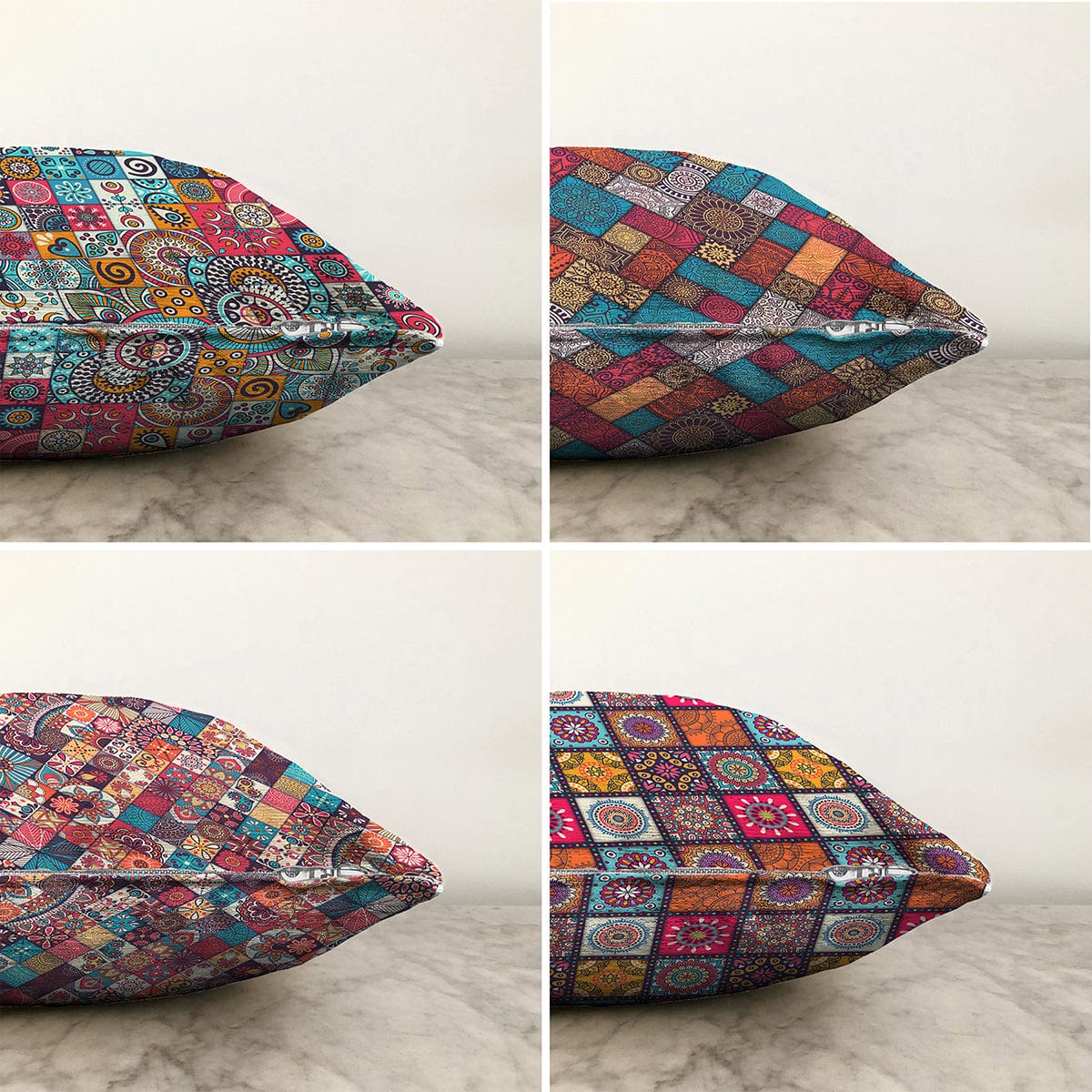 Set di 4 federe per cuscini decorativi Damla RKYK230 Multicolore, 43 x 43 cm (1)