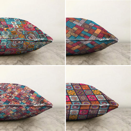 Set di 4 federe per cuscini decorativi Damla RKYK230 Multicolore, 43 x 43 cm (1)