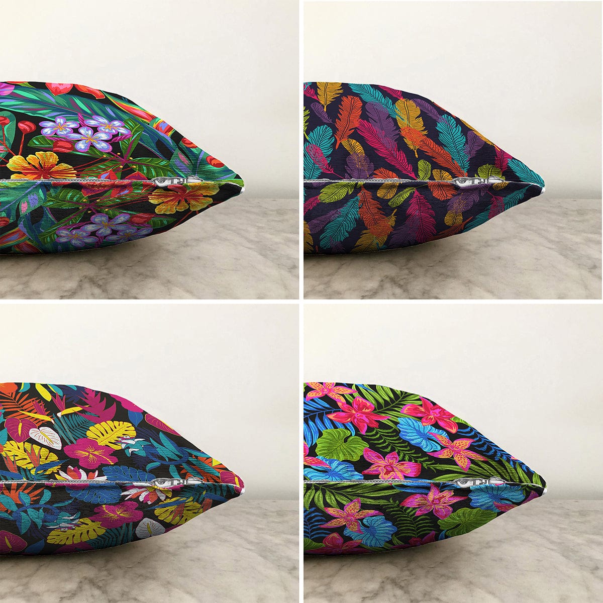 Set di 4 federe per cuscini decorativi Defne RKYK234 Multicolore, 43 x 43 cm (1)