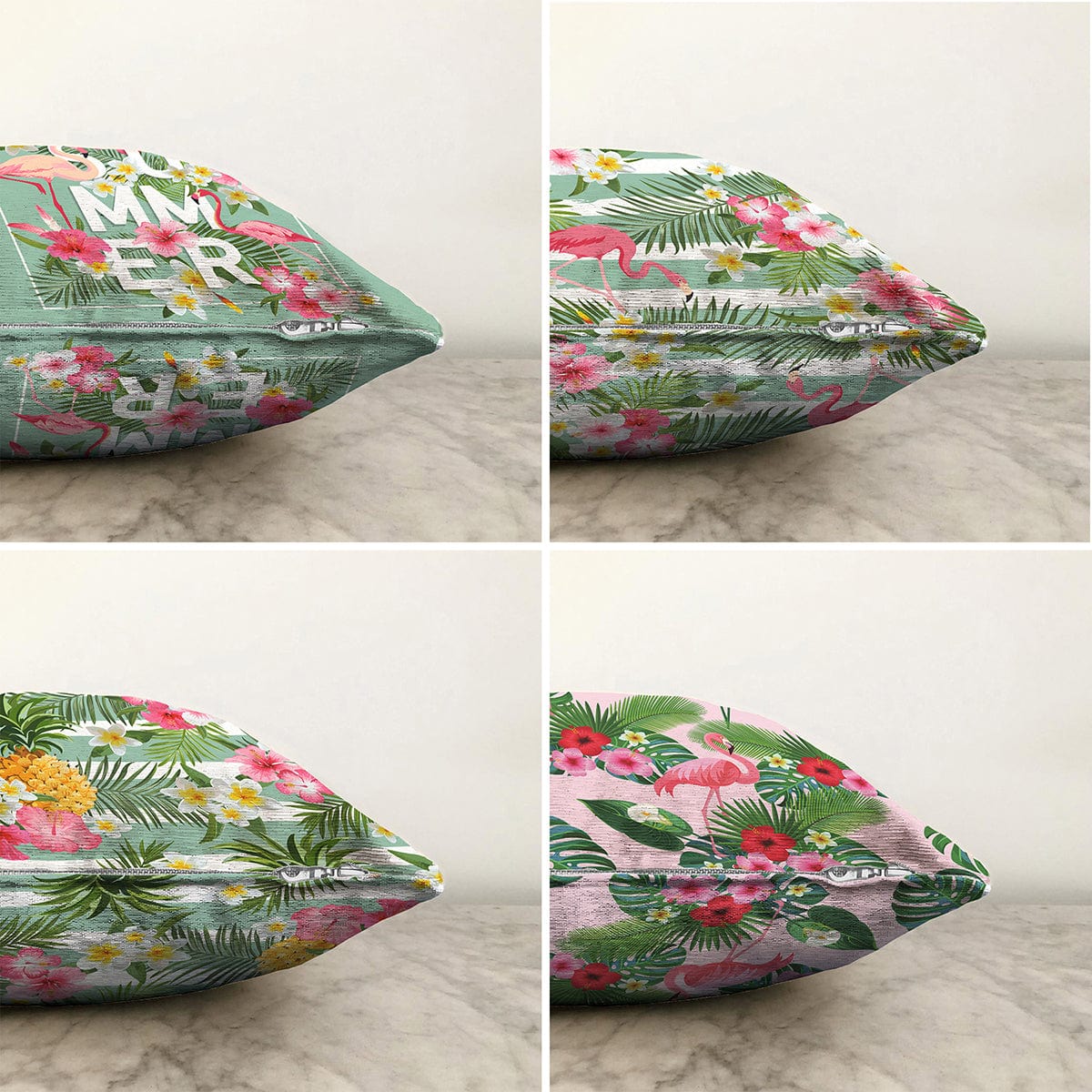 Set di 4 federe per cuscini decorativi Defne RKYK240 Multicolore, 43 x 43 cm (1)