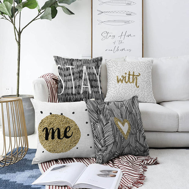Set di 4 federe per cuscini decorativi Deniz RKYK259 Multicolore, 43 x 43 cm