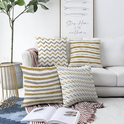 Set di 4 federe per cuscini decorativi Deniz RKYK264 Multicolore, 43 x 43 cm