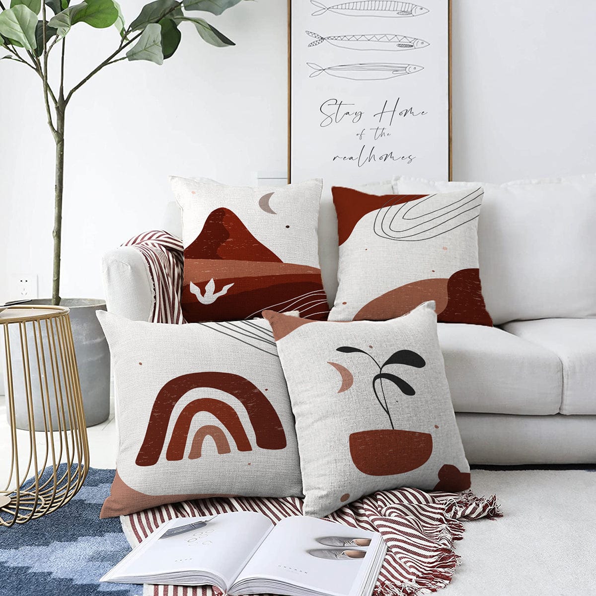 Set di 4 federe per cuscini decorativi Dicle RKYK349 Multicolore, 43 x 43 cm