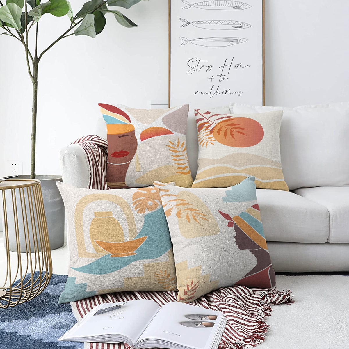Set di 4 federe per cuscini decorativi Dicle RKYK352 Multicolore, 43 x 43 cm