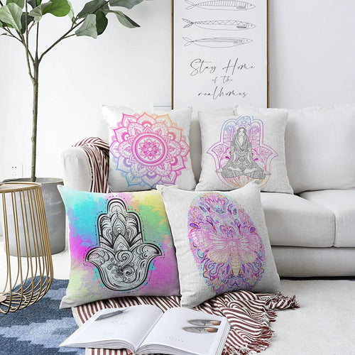 Set di 4 federe per cuscini decorativi Ebru RKYK178 Multicolore, 43 x 43 cm