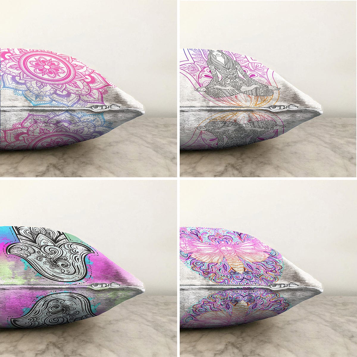 Set di 4 federe per cuscini decorativi Ebru RKYK178 Multicolore, 43 x 43 cm (1)