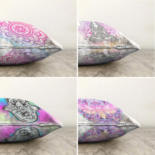 Set di 4 federe per cuscini decorativi Ebru RKYK178 Multicolore, 43 x 43 cm (1)