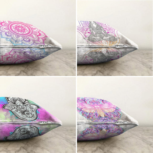 Set di 4 federe per cuscini decorativi Ebru RKYK178 Multicolore, 43 x 43 cm (1)
