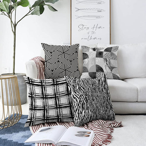 Set di 4 federe per cuscini decorativi Ebru RKYK206 Multicolore, 43 x 43 cm