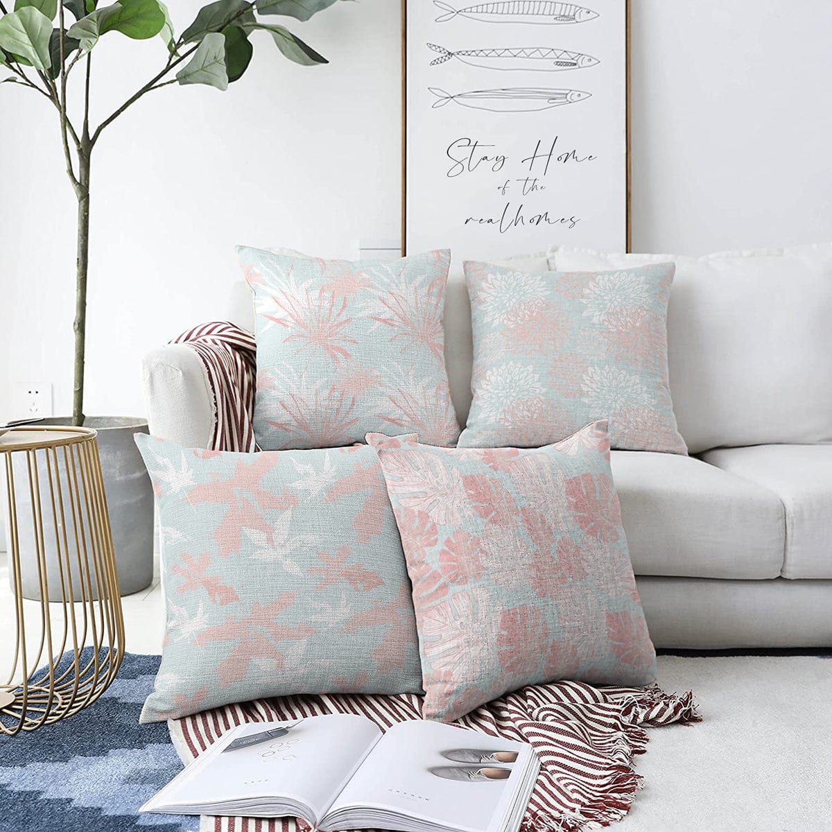 Set di 4 federe per cuscini decorativi Ece RKYK197 Multicolore, 43 x 43 cm