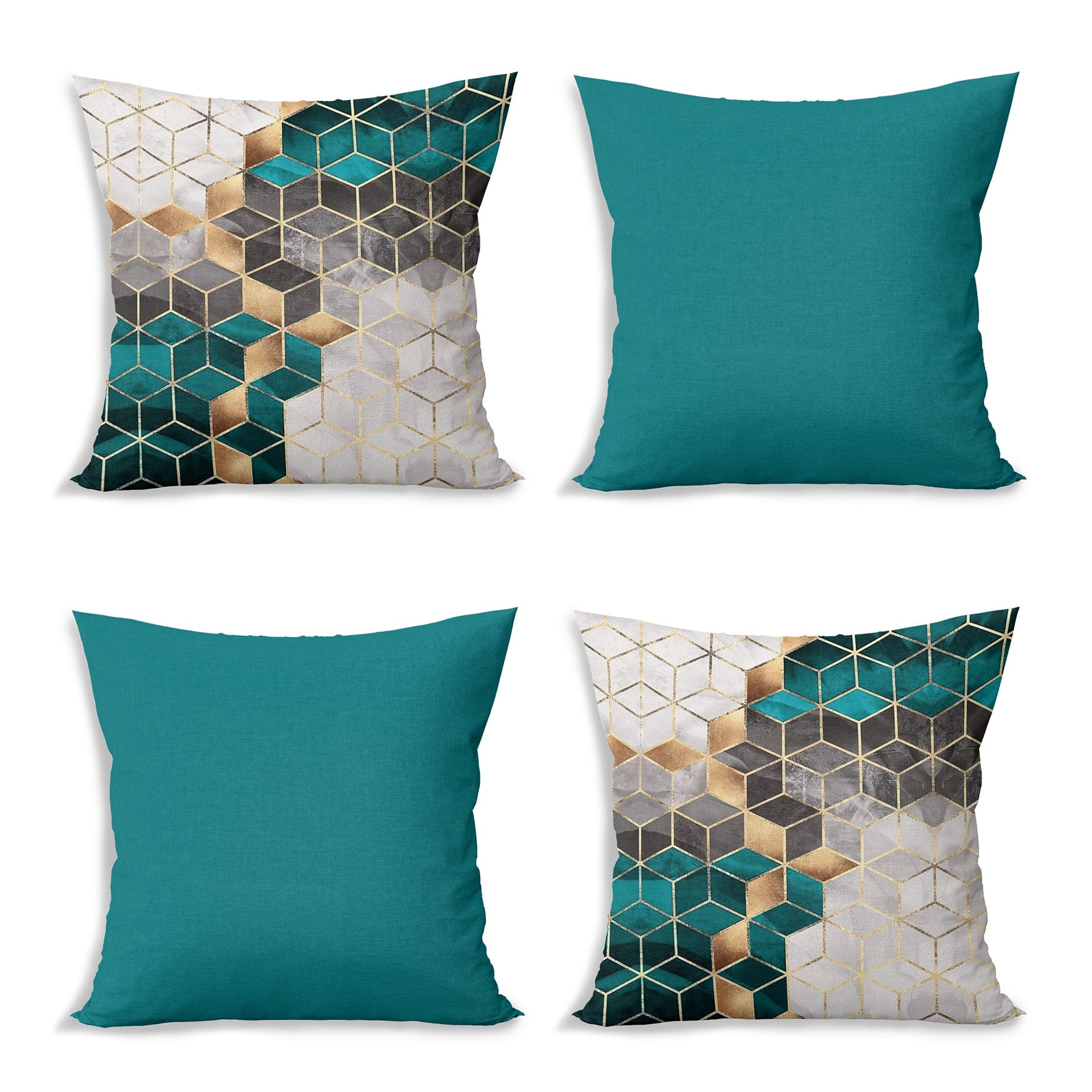 Set di 4 federe per cuscini decorativi Eda RKYK474 Multicolore, 43 x 43 cm